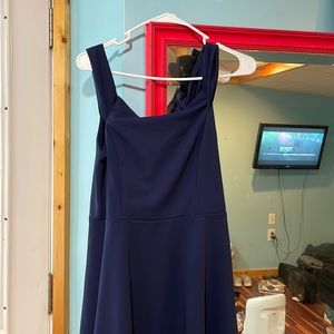 Blue Teeze Me off the shoulder high low dress